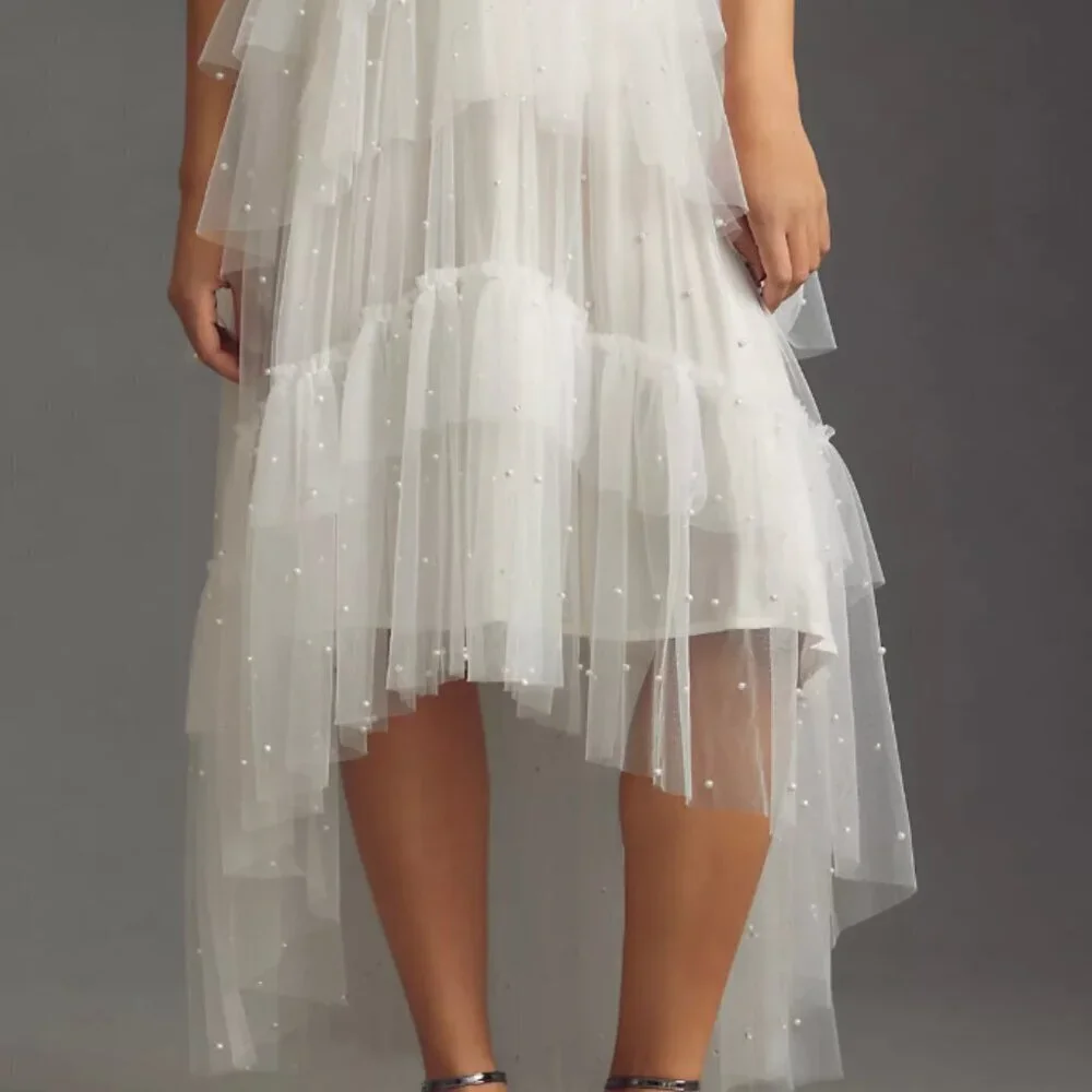 Anthropologie  - PLUS SIZE Maeve Tulle and Pearl Embellished Sheer Skirt